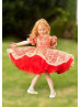 Gold And Red Puffy Corset Back Flower Girl Dress Gold And Red Puffy Corset Back Flower Girl Dress